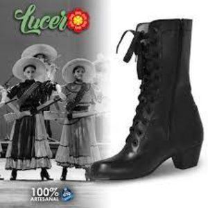 Lucero 100% Leather Folkloric Lace up Booties